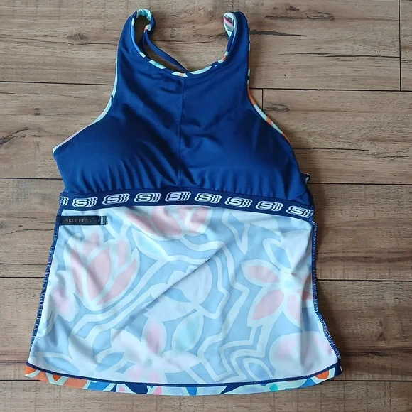 Women's Skechers Floral Patterned 2 Pc Tankini Set Swimwear. Size M - Picture 16 of 17